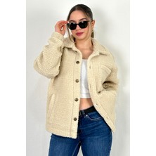 Lost Wintage Hırka Bay/bayan  Pamukluvwelsoft Peluş Düğmeli Çift Cepli Oversıze Ceket