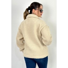 Lost Wintage Hırka Bay/bayan  Pamukluvwelsoft Peluş Düğmeli Çift Cepli Oversıze Ceket