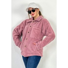 Lost Wintage Hırka Bay/bayan  Pamukluvwelsoft Peluş Düğmeli Çift Cepli Oversıze Ceket
