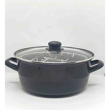Ebruli Emaye 26 cm Büyük Boy 5 l Kızartma, Fritoz Tencere
