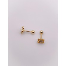 Trinos Cerrahi Çelik Piercing Marka Model Mini Yonca Kıkırdak Helix Tragus Piercing (1ADET)