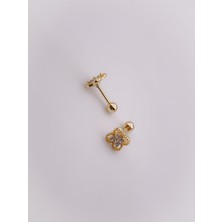 Trinos Cerrahi Çelik Piercing Marka Model Mini Yonca Kıkırdak Helix Tragus Piercing (1ADET)