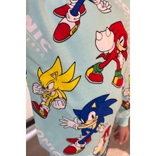 Minik Dolap Pamuk Sonic The Hedgehog Desenli Erkek Çocuk Pijama Takımı - Turkuaz