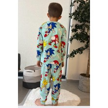 Minik Dolap Pamuk Sonic The Hedgehog Desenli Erkek Çocuk Pijama Takımı - Turkuaz