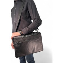 Huflex Hakiki Deri Siyah Laptop & Evrak Portföy Çantası (38 * 26 Cm)