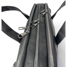 Huflex Hakiki Deri Siyah Laptop & Evrak Portföy Çantası (38 * 26 Cm)