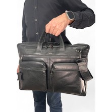 Huflex Hakiki Deri Siyah Laptop & Evrak Portföy Çantası(38 * 26 Cm)