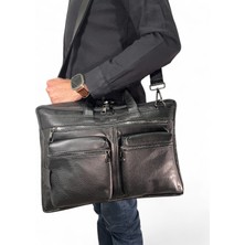 Huflex Hakiki Deri Siyah Laptop & Evrak Portföy Çantası(38 * 26 Cm)
