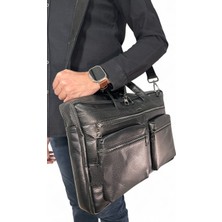 Huflex Hakiki Deri Siyah Laptop & Evrak Portföy Çantası(38 * 26 Cm)