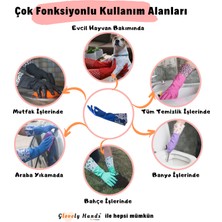 Glovely Hands Çok Amaçlı Temizlik Bulaşık Eldiveni Lateks Ekstra Uzun Kollu Desenli Tek Beden (M) Bir Çift