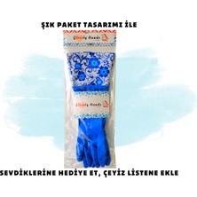 Glovely Hands Çok Amaçlı Temizlik Bulaşık Eldiveni Lateks Ekstra Uzun Kollu Desenli Tek Beden (M) Bir Çift