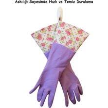 Glovely Hands Çok Amaçlı Temizlik Bulaşık Eldiveni Lateks Ekstra Uzun Kollu Desenli Tek Beden (M) Bir Çift
