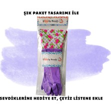 Glovely Hands Çok Amaçlı Temizlik Bulaşık Eldiveni Lateks Ekstra Uzun Kollu Desenli Tek Beden (M) Bir Çift
