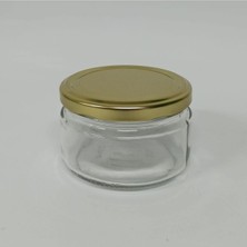 230 Cc. Bal Kavanozu - Cam Kavanoz - Altın Kapaklı - 12 Li Paket