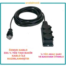 Öznur Kablo 3 Lü Monofaze Arac Şarjı Için (1 Ile 8 Metre) Arasi 3x4 Ttr Tam Bakir Uzatma Seyyar Kablo