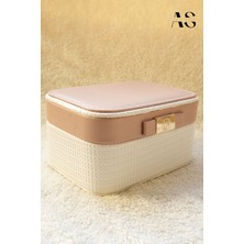 Alpa Store 2 Katlı Örgü Desenli Fiyonklu Mücevher Kutusu Takı Organizeri Toka Kolye Küpe Aksesuar Düzenleyici