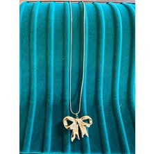 Oopsin Vogue Fiyonk Detaylı Çelik Gold Kolye