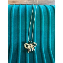 Oopsin Vogue Fiyonk Detaylı Çelik Gold Kolye