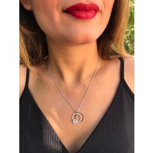 Adenish Halka Taşlı Gümüş Kolye
