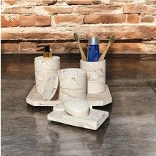 Chiko Mall Elegan Mermer Desenli Beton Banyo Aksesuar Seti (5 Parça)