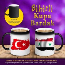 Asilmeydan Suriye ve Türk Bayraklı Sihirli Hediyelik Kupa Bardak-S4627