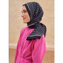 Cardion  Medine Ipeği Şal Monogram Lacivert