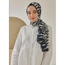 Cardion  Medine Ipeği Şal Zebra Desen Lacivert