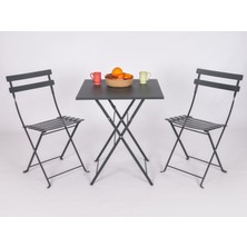 Bistro Serisi Katlanır Metal Masa Sandalye Seti Özellikleri: Antrasit Gri RAL7016 Kare: 61 x 61  cm