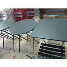 Bistro Serisi Katlanır Metal Masa Sandalye Seti Özellikleri: Antrasit Gri RAL7016 Kare: 61 x 61  cm