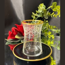Çay Seti Heybeli Siyah Tabakli Mat Altin Agiz Bant Cay Seti 1453 Kette