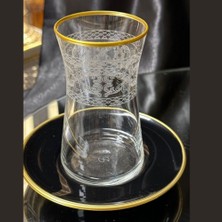 Çay Seti Heybeli Siyah Tabakli Mat Altin Agiz Bant Cay Seti 1453 Kette