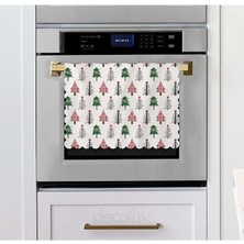 Patchwork Stili Çam Ağaçları Yılbaşı Konsept Tasarım Lazer Kesim Fırın Örtüsü