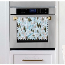 Buzlu Orman Kış Manzara Desenli Lazer Kesim Fırın Örtüsü