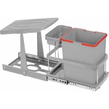 Geseus Çelik Ayna Teleskopik Raylı Dolap Içi Çöp Kovası+Poşetlik 16+1 Litre