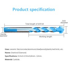 Sunshinee 10 Adet 6mm Üç Köşeli Matkap Ucu Seti Çok Fonksiyonlu Matkap Uçları Delme Matkap Uçları Seti Kiremit Beton Cam Ahşap ile Uyumlu (Yurt Dışından)