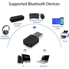 Sunshinee 5.0 Kablosuz Bluetooth Ses Alıcı Verici USB 2'si 1 Arada Eller Serbest Çağrı Müzik Ses Adaptörü Araba ve Tv Hoparlörleriyle Uyumlu (Yurt Dışından)