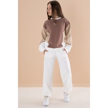 Cansın Mini Ekru Angels Yazılı Bisiklet Yaka Kız Çocuk Eşofman Takımı 19977