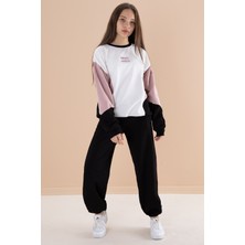 Cansın Mini Siyah Angels Yazılı Bisiklet Yaka Kız Çocuk Eşofman Takımı 19973