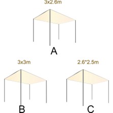 Sunshinee Gölgelik Üst Kapak 2.6x2.5 Metre 300D Tuval Su Geçirmez Tente Gazebo Örtüsü Çadır Çatı Açık Bahçe Rüzgar Gölge Arka Bahçe ile Uyumlu (Yurt Dışından)