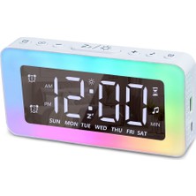 Yatak Odaları Için Çalar Saatler 8 Rgb Atmosfer Işıklı Ayna Saat Çift Alarm 3 Alarm Modu Erteleme Uyku Yardımı Zamanlayıcısı (Yurt Dışından)