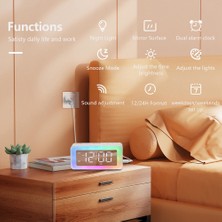 Yatak Odaları Için Çalar Saatler 8 Rgb Atmosfer Işıklı Ayna Saat Çift Alarm 3 Alarm Modu Erteleme Uyku Yardımı Zamanlayıcısı (Yurt Dışından)