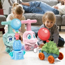 Dinozor Güç Balon Araba Yaratıcılık Bulmaca Hava Gücü Balon Fırlatma Kulesi Çocuklar Için Hediye(A) (Yurt Dışından)