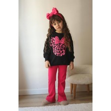 Miniğimin Cicileri Mnn Leopar Desen 2 Iplik Kız Çocuk takım - Fuşya