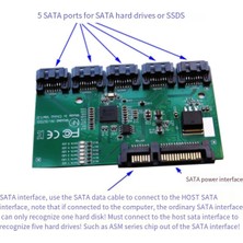 Sunshinee Sata Genişletme Kartı 1 Ila 5 Bağlantı Noktası Sata3.0 Denetleyici Kartı Anakart Sata Bağlantı Noktası Çoğaltıcı Yükseltici Kart Hub Adaptörü (Yurt Dışından)