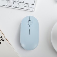 Şarj Edilebilir Kablosuz Fare 1600 Dpı USB Optik Kablosuz Bilgisayar Faresi 2.4g Alıcı Dizüstü Bilgisayar Için Sevimli Ince Fare Mavi (Yurt Dışından)