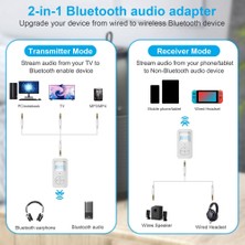 Sunshinee 2 In 1 Kablosuz Bluetooth 5.0 Verici Alıcı Tv Pc ile Uyumlu Araba Hoparlör 3.5mm Aux Hifi Müzik Ses Adaptörü (Yurt Dışından)