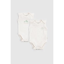 2'li Organik Pamuk Çıtçıtlı Twig Ekru Bebek Atlet Seti