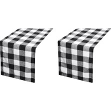 2x Buffalo Onay 13X70 Inç Siyah ve Beyaz Ekose Masa Koşucu, Parti Noel Etkinlikleri Için Akşam Yemeği Masa Koşucular Ev Dekor (Yurt Dışından)