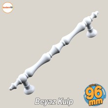 Badem10 Nilay Beyaz Metal Kulp 96 mm -9.6 cm Mobilya Çekmece Mutfak Dolabı Dolap Kulpları Kulbu Kulpu Beyaz
