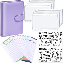 Hongliang Shop C  A6 Pembe Mermer Tarzı A6 Pu Deri Kapak Defter Bütçe Planlayıcı Organizatör, 8 Halkalı Cep, 12 Adet Gider Bütçe Sayfası Ve Alfabe Çıkartması (Yurt Dışından)